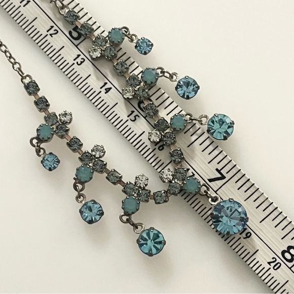 Vintage Blue Prong Set Rhinestone 13” - 16” Necklace - Picture 11 of 16